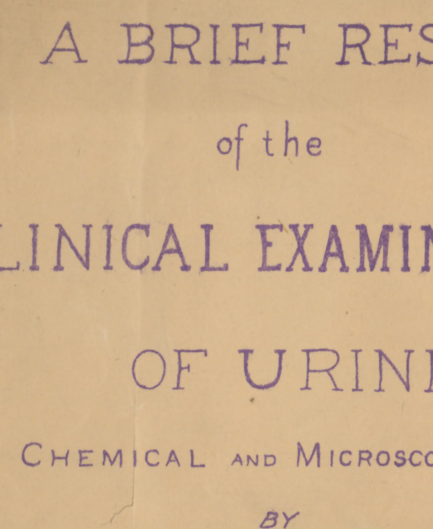 Part of the cover of a handwritten report. The text is purple in color and the background is tan. The lines are not sharp.